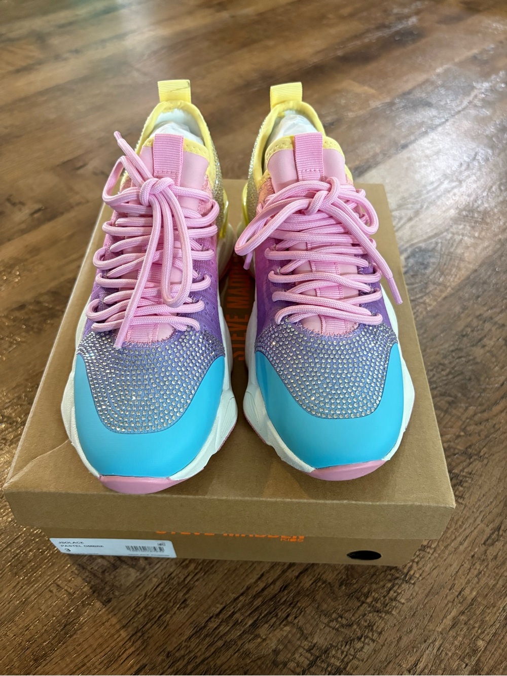 Kids Steve Madden Multicolor Sparkle Sneakers - Pink, Blue & Purple Size 3